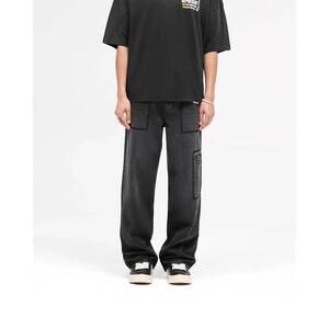 NEW REPRESENT r3 drive denim baggy fit distressed jeans in jet black